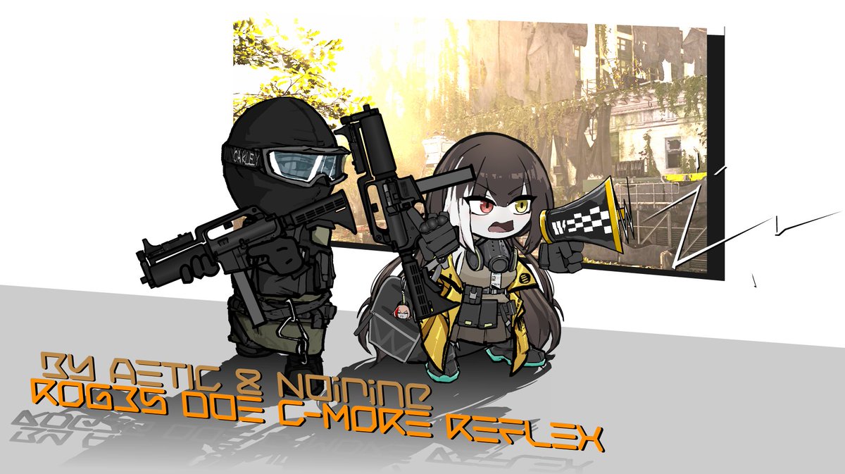 Adn_AETIC's tweet image. Joint sprite practicing with @_Starbnuy
Featuring RO635, DoE Guard guy, the Colt SMG 635 and C-More Reflex