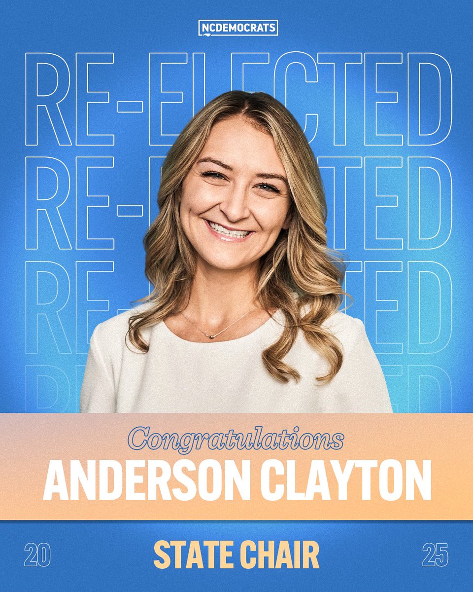 North Carolina Democrats just re-elected Anderson Clayton as Chair for the 2025-2027 term. Together, we will continue to build a strong future for all North Carolinians! Onward!