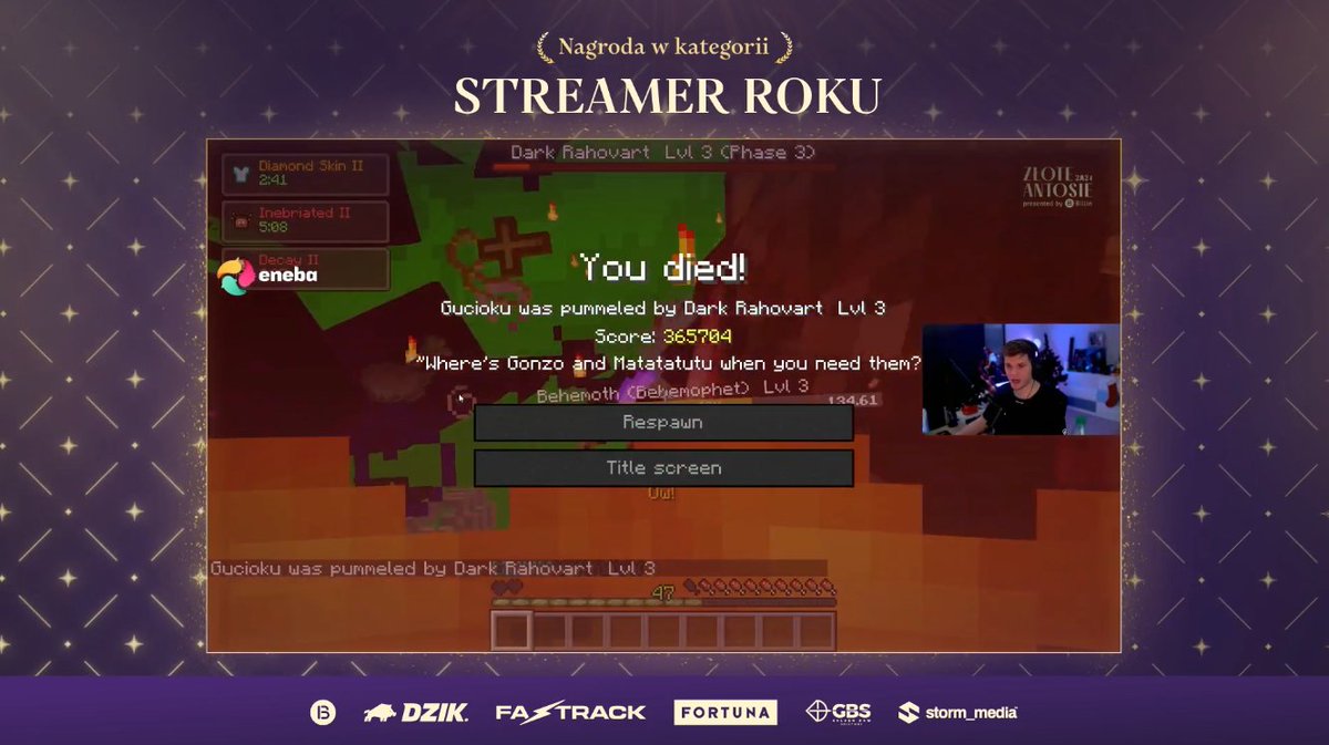 Pierwsze miejsce 🥇 w kategorii: Streamer roku zajmuje - Gucio💥 #złoteantosie