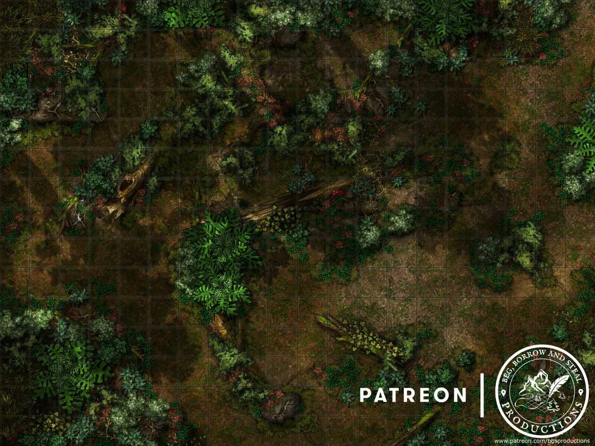 Everyone needs a good forest map for a random encounter.  Thankfully, <a href="/SLMumby1/">Sheryl Mumby</a> knows how to make INCREDIBLE forest maps.  Check this one out now on Patreon!  patreon.com/bbsproductions

#battlemap #dnd #bbspmaps <a href="/inkarnaterpg/">Inkarnate</a>  #ttrpgs