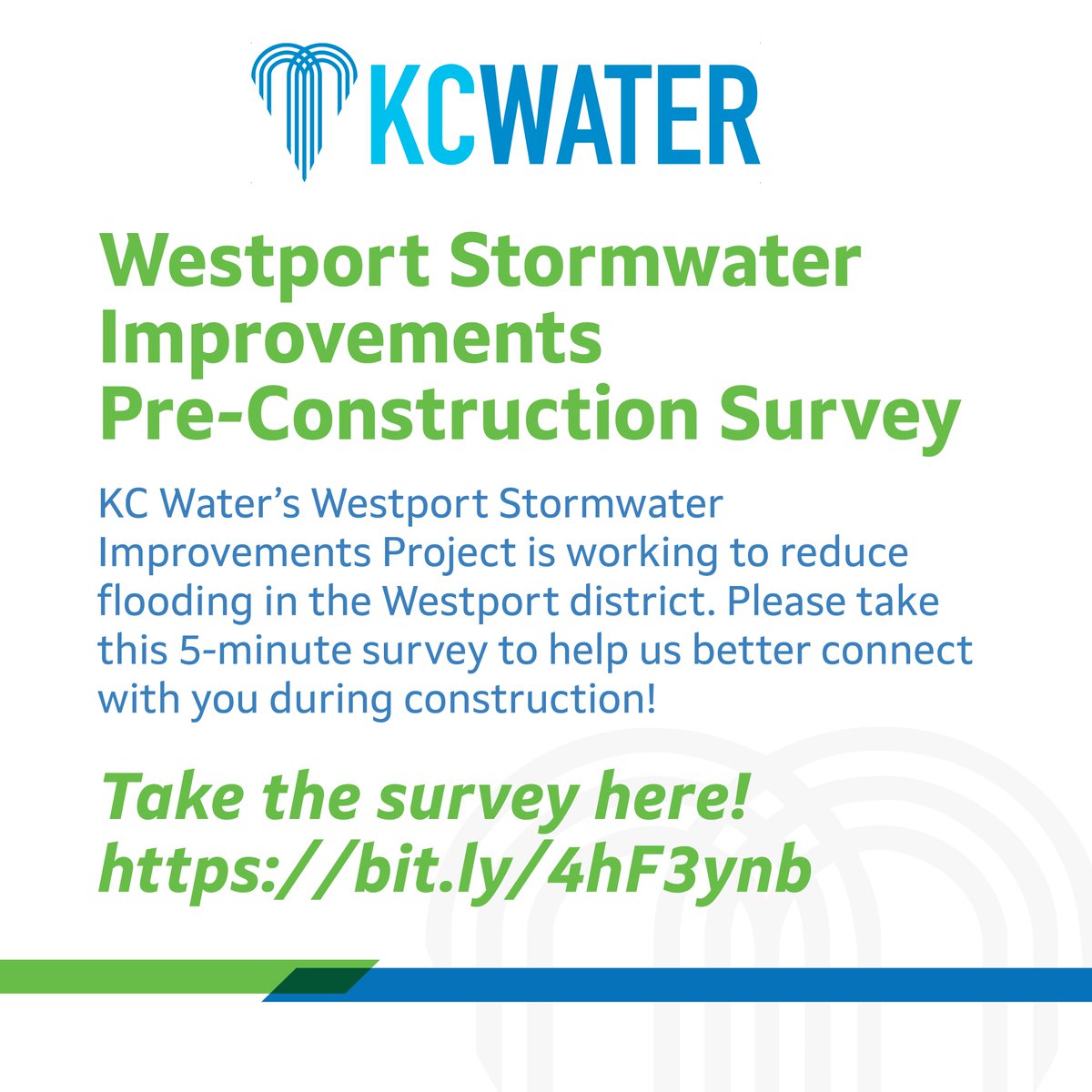 KCMOwater's tweet photo. Time is running out!

Don’t miss your chance to take our survey and provide input on construction communications before crews break ground on the Westport Stormwater Improvements project. https://t.co/c2MwsfmdFR