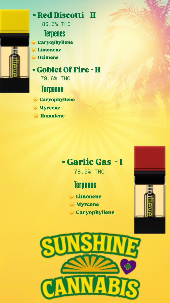 SunshineCannab2's tweet image. Hope the #SunshineFam are having a wonderful weekend. 🫡✨☀️ Lots of fresh strains , CDT TruPODs, and concentrates are being restocked at your #Florida @Trulieve #MMTC 💚🏆 Be on the lookout for your favorite #SunshineCannabis medicine🔥🙌🏼 

#Trulieve #NaturalRelief #Saturday