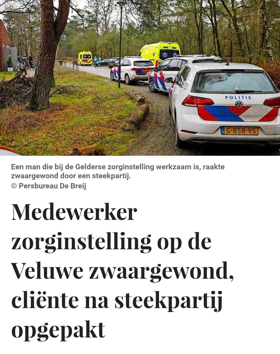 Zwaargewonde na steekpartij in zorginstelling op de Veluwe