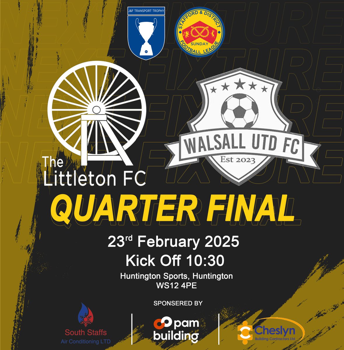 Tomorrow sees us in the Quarter Final of the J&amp;F Transport Trophy against fellow Premiership side Walsall Utd FC. Worthy of being the final in all truth. Should be a cracker! 

#UPTHECOGGERS