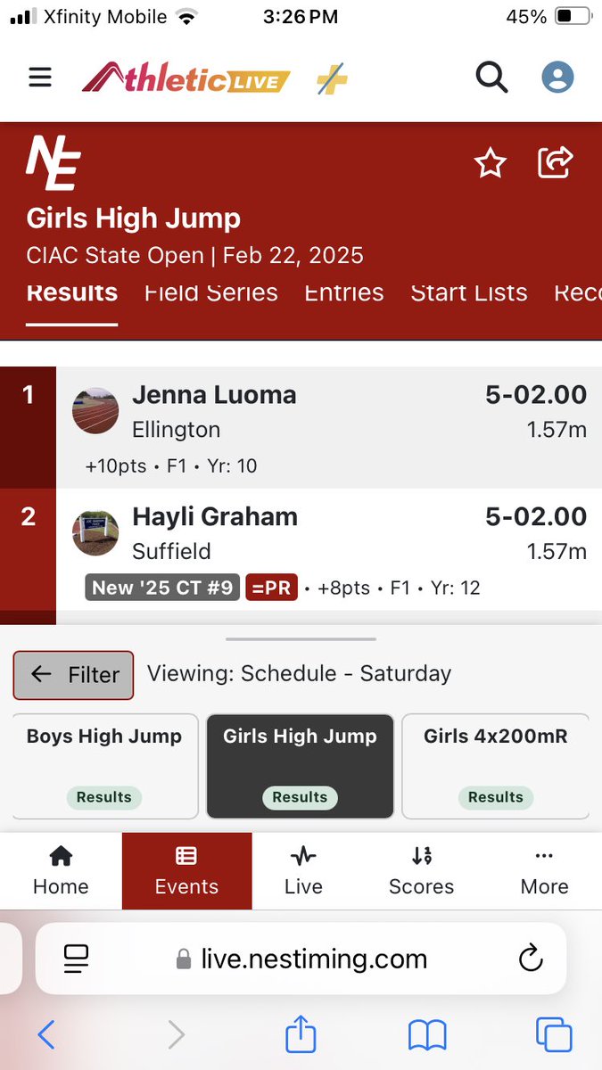 Ellington HS XC&TF (@ellingtonxctf) on Twitter photo STATE OPEN CHAMPION!
Jenna became the first girl in school history to win an event at the state open! Best high jumper in the state in 2025! <a href="/Athletics_EPS/">Ellington Public Schools Athletics</a> <a href="/SuperNicol/">Dr. Scott Nicol</a> STATE OPEN CHAMPION!
Jenna became the first girl in school history to win an event at the state open! Best high jumper in the state in 2025! <a href="/Athletics_EPS/">Ellington Public Schools Athletics</a> <a href="/SuperNicol/">Dr. Scott Nicol</a>
