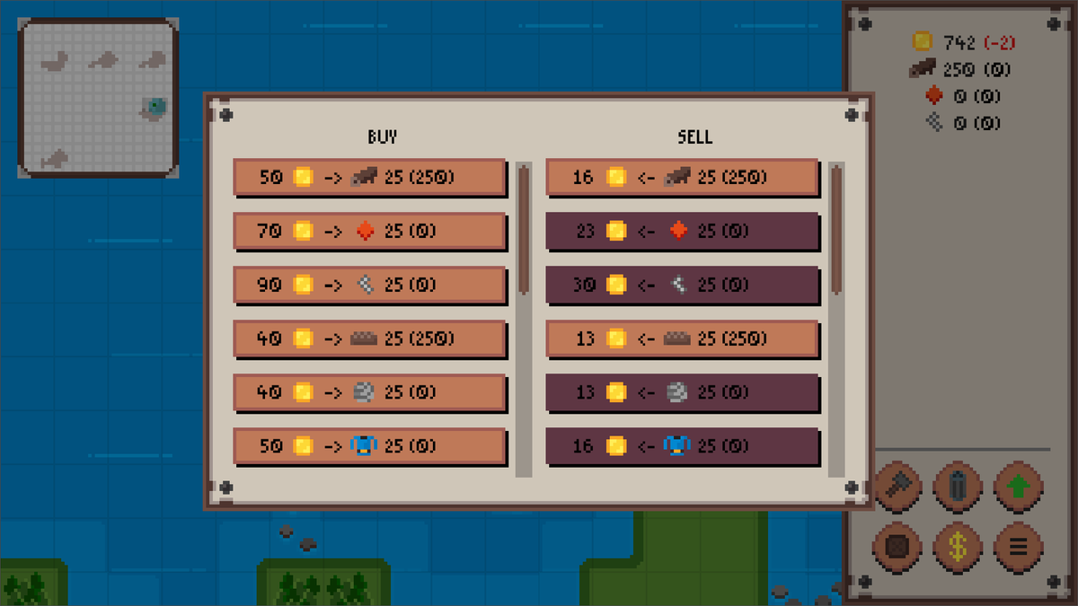 CthulhuLil's tweet photo. Huge effort, massive payoff! Just dropped a slick trading mechanic—buy, sell, and master your resources. Time to rule the market!
#IndieGames #Citybuilder #GameDev #DistantShores https://t.co/JZrWguWOtl