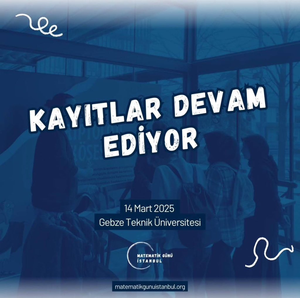 Türkiye Matematik Kulübü olarak 14 Mart Matematik Günü'nde Gebze Teknik Üniversitesindeyiz 💃🥳

Kayıtlar devam ediyor🤩
Etkinliğe kayıt olmak için bu formu doldurabilirsiniz: 👇
docs.google.com/forms/d/e/1FAI…

#matematiksanatveyaratıcılık
#matematikgunuistanbul