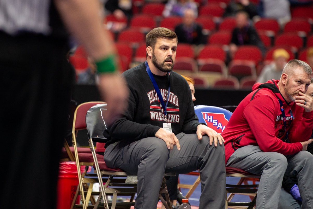 Six years after starting for the Rams in the Super Bowl, retired NFL offensive lineman and three-time Iowa state heavyweight champ Austin Blythe has been back in the corner for his high school alma mater at the state tournament.