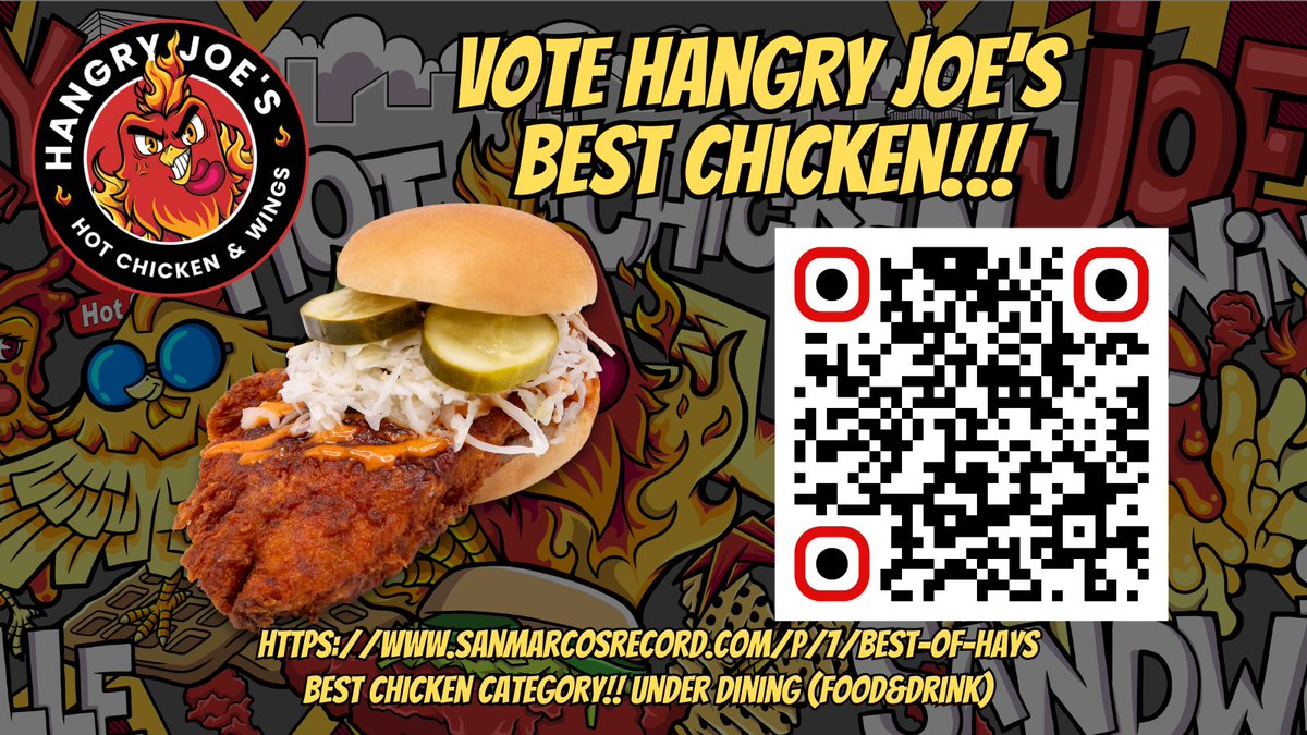 Vote Hangry Joe's Best Chicken!
#bestofhays Thank you San Marcos! We love this community!