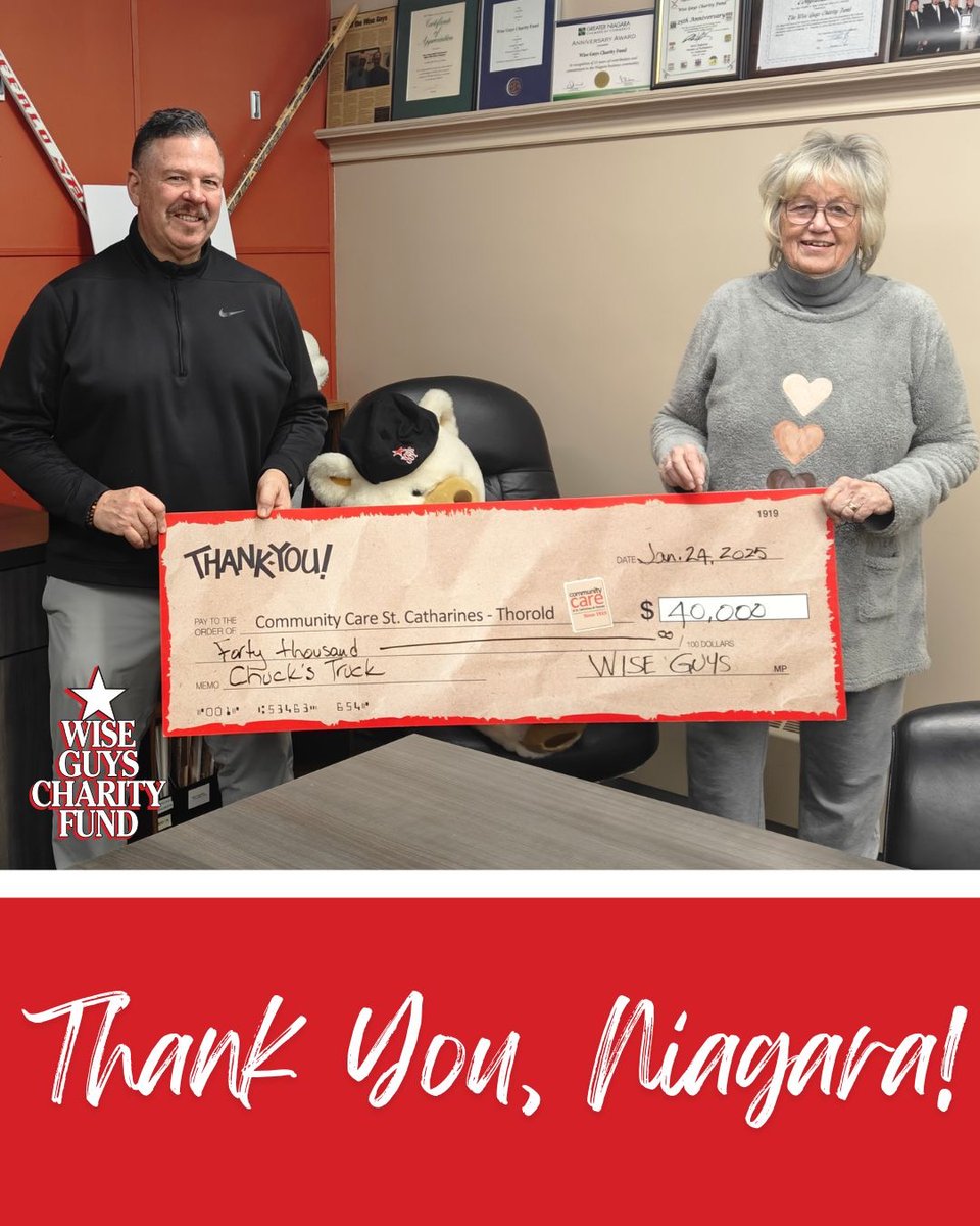 Wise Guys Charity Fund (@wiseguyscharity) on Twitter photo WGCF presents a grant cheque for $10,000 to <a href="/communitycarest/">Community Care</a> for their annual Christmas program, and a second installment grant cheque for $10,000 for a total of $40,000 to purchase a new chassis for Chuck’s Truck! #wiseguyscharityfund WGCF presents a grant cheque for $10,000 to <a href="/communitycarest/">Community Care</a> for their annual Christmas program, and a second installment grant cheque for $10,000 for a total of $40,000 to purchase a new chassis for Chuck’s Truck! #wiseguyscharityfund
