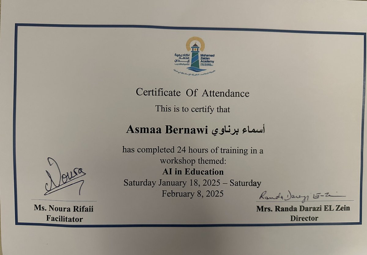 Asmaa Al Bernawi (@asmaa_bbg) on Twitter photo Always grateful to be part of such a supportive community <a href="/HHHinfo/">Rich Ryden</a> that fosters lifelong learning and valuable opportunities. Thanks to <a href="/zeidanassoc/">Zeidan Association</a> for this insightful workshop.
Every step shapes a brighter future in education!
<a href="/dina_jradi/">Dina Jradi</a> <a href="/TawilNoor/">Noor Taweel</a> <a href="/mahaperla/">Maha Shebly</a> <a href="/HalaBathish/">Hala Al-Bathish</a> Always grateful to be part of such a supportive community <a href="/HHHinfo/">Rich Ryden</a> that fosters lifelong learning and valuable opportunities. Thanks to <a href="/zeidanassoc/">Zeidan Association</a> for this insightful workshop.
Every step shapes a brighter future in education!
<a href="/dina_jradi/">Dina Jradi</a> <a href="/TawilNoor/">Noor Taweel</a> <a href="/mahaperla/">Maha Shebly</a> <a href="/HalaBathish/">Hala Al-Bathish</a>