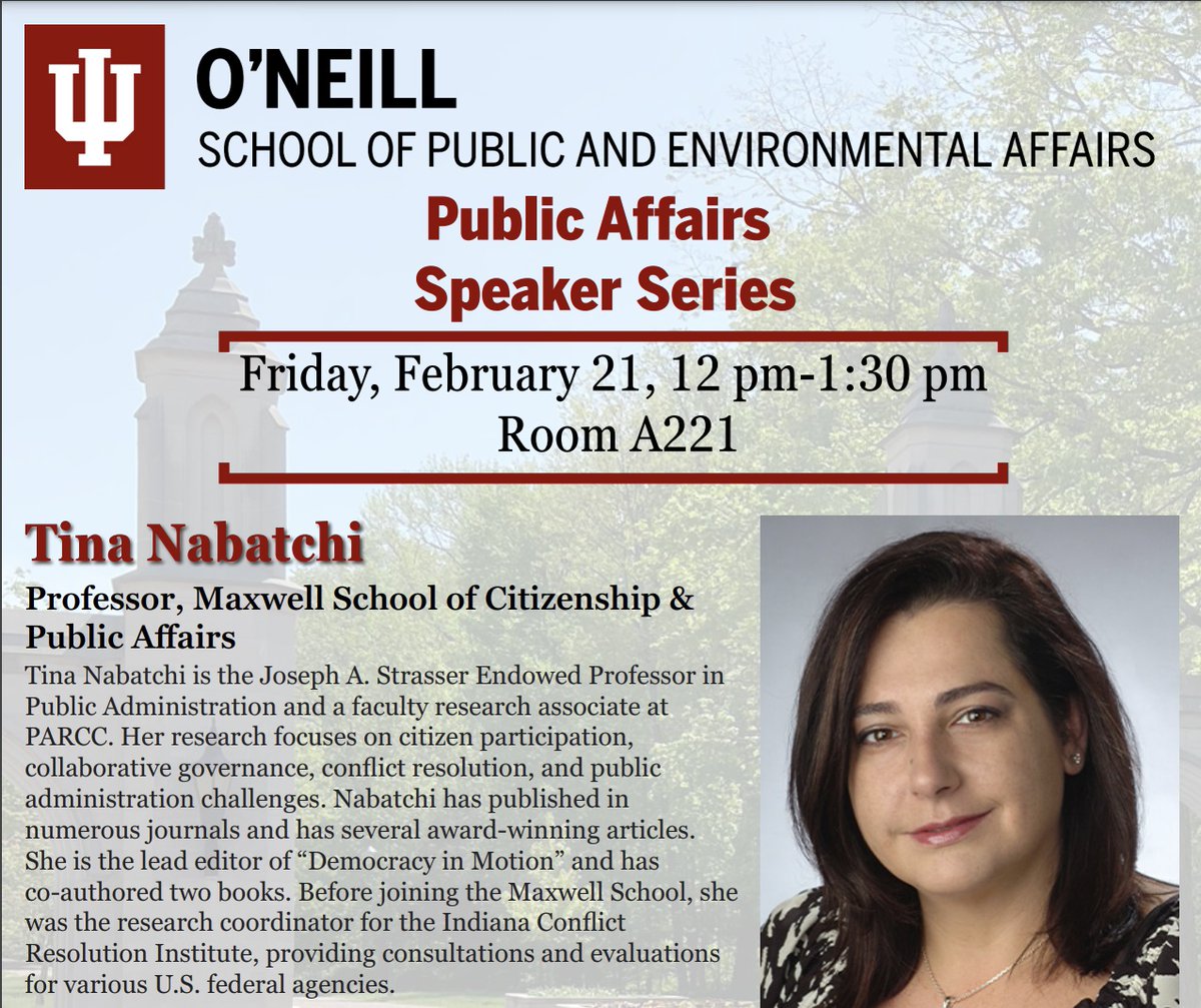 Amanda Rutherford (@a_n_rutherford) on Twitter photo Fantastic conference by the O'Neill Ph.D. Student Association yesterday! Special thanks to <a href="/nabatchi/">Tina Nabatchi</a> for her keynote address. <a href="/IUONeill/">O'Neill School of Public and Environmental Affairs</a> <a href="/ONeillMgmtLab/">O'Neill Public and Nonprofit Management Lab</a> <a href="/IUONeillPhD/">O'Neill Ph.D. Programs</a> <a href="/KhuranaShaun/">Shaun Khurana</a> <a href="/EmilyDMee/">Emily Mee, Ph.D.</a> <a href="/jiaenjimmywu/">Jiaen Wu</a> Fantastic conference by the O'Neill Ph.D. Student Association yesterday! Special thanks to <a href="/nabatchi/">Tina Nabatchi</a> for her keynote address. <a href="/IUONeill/">O'Neill School of Public and Environmental Affairs</a> <a href="/ONeillMgmtLab/">O'Neill Public and Nonprofit Management Lab</a> <a href="/IUONeillPhD/">O'Neill Ph.D. Programs</a> <a href="/KhuranaShaun/">Shaun Khurana</a> <a href="/EmilyDMee/">Emily Mee, Ph.D.</a> <a href="/jiaenjimmywu/">Jiaen Wu</a>