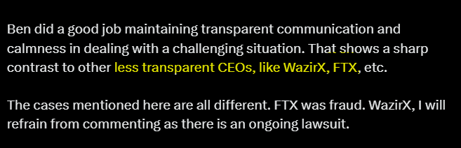 EverythingAjay's tweet photo. Binance's CZ called #WazirX "less transparent," comparing him to FTX's Sam Bankman-Fried !!! https://t.co/vmtIRyDY58