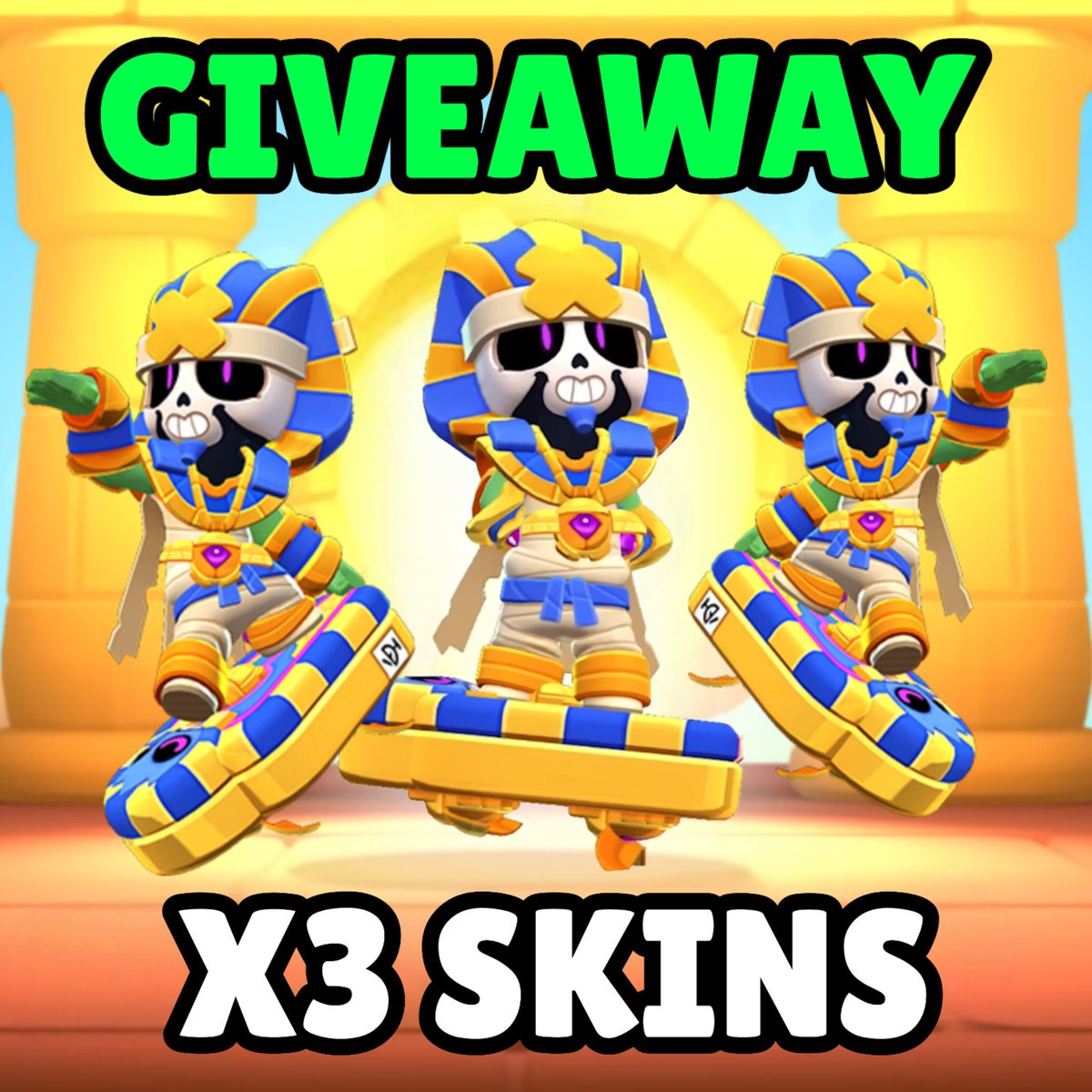 🎁 GIVEAWAY X3 Pharaollie 🎁

✅Follow a 
<a href="/JulianBS421/">Julian BS</a>

♥️ Like y RT 🔁
🫂 Etiqueta 2 amigos

💫Doble oportunidad de Ganar💫

✅Sígueme en Twitch:
twitch.tv/julianbs421

☘️Ganadores el 11 de Marzo ☘️

#pharaolliegiveaway #BrawlTalk #SupercellCreator #GiftedBySupercell