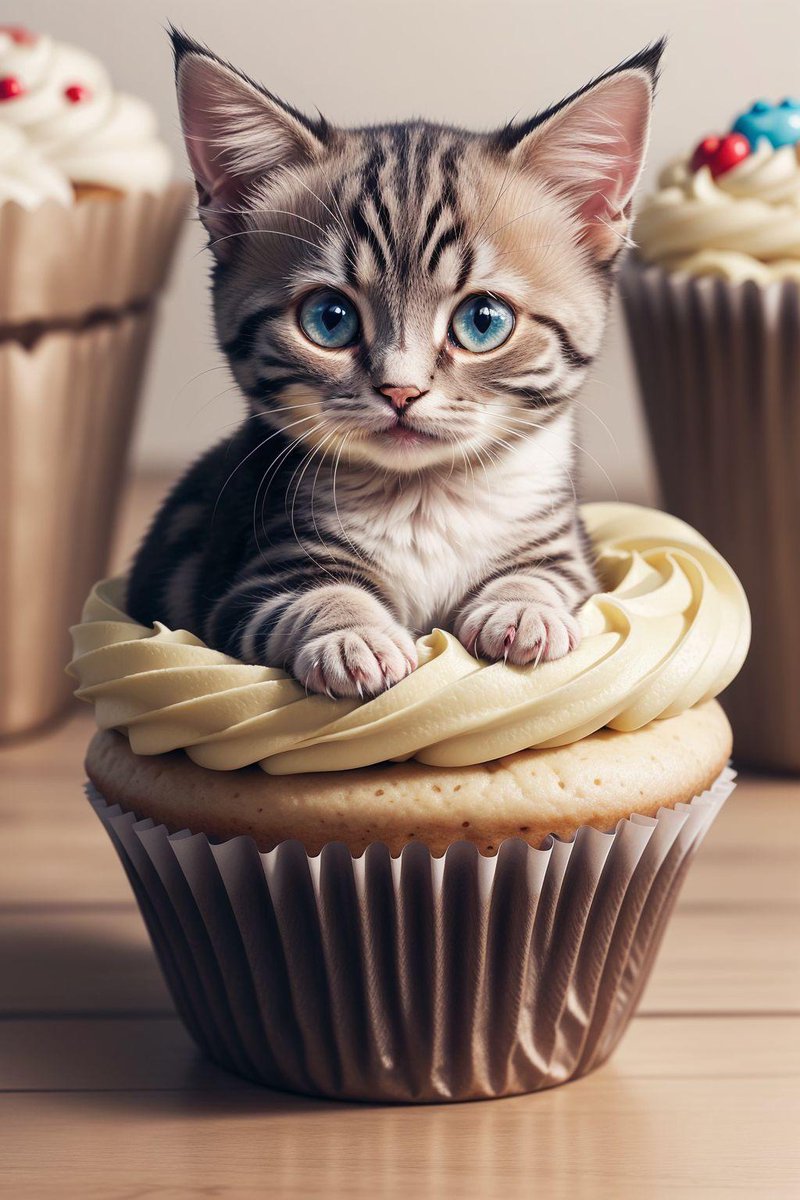 AIbyCalico's tweet photo. π§β¨ Freshly Baked & Paws-itively Purrfect! β¨π§
This cupcake comes with extra fluff, a side of mischief, and a whole lot of sweetness! Who needs sprinkles when you have whiskers? π»
Happy Caturday!
#CupcakeKitten #TooSweetToEat #FluffyDelight #Caturday #AI #AIart #AIArtistCommunity #aiartcommunity #aiartist #AIArtGallery #digitalart