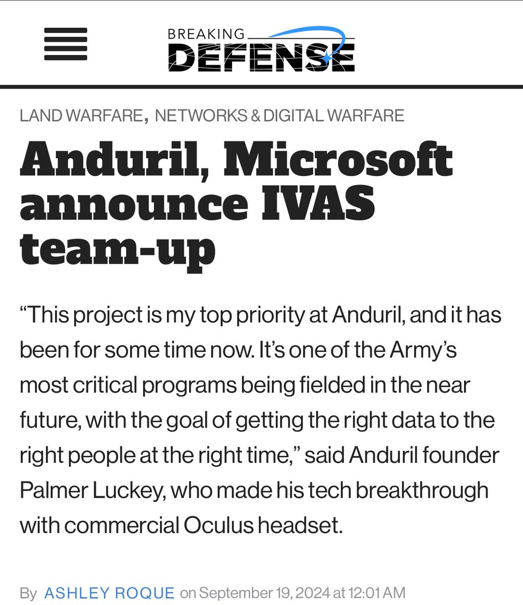 InvadeCanada's tweet photo. September 19, 2024: Anduril integrates Lattice into IVAS, partnering with Microsoft in a deal Luckey calls his “top priority.” $MVIS, at $1.10, posts $0.2 million Q3 revenue but secures 7 automotive lidar RFQ’s, hinting at diversification. Its IVAS role remains unconfirmed but increasingly plausible.