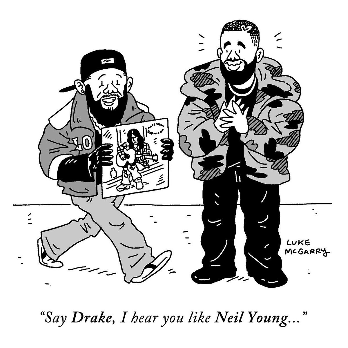 lukeymcgarry's tweet image. A cartoon about the Kendrick and Drake beef.