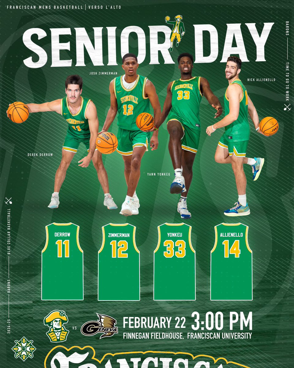 SENIOR DAY GAME DAY!
🆚 Geneva
📍 Steubenville, OH
⏰ 3:00 PM
📊 franciscanathletics.com/sidearmstats/m…
📺 pacdigitalnetwork.com/franciscanu/
