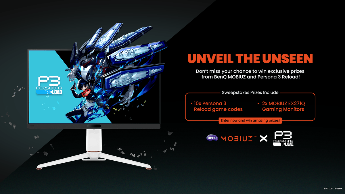 💥 Time is running out! Have you entered the Persona 3 Reload Anniversary Sweepstakes yet?

Win a BenQ MOBIUZ Gaming Monitor and a copy of Persona 3 Reload to experience the game in ultra-smooth, high-definition glory!
⚡ Enter now before it’s too late: benqurl.biz/3CNZBx3
🎮