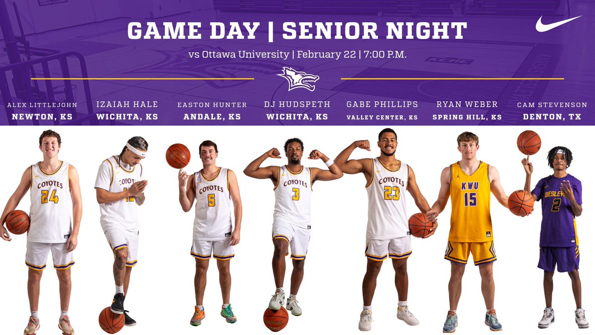 ONE LAST TIME FOR OUR SENIORS

🆚 Ottawa 
⏰ 2:45 (Gold) 7:00 P.M. (V) 
📍 Mabee Arena 
📺 KCAC Network 

🐺🤘🏽

#RollYotes #NAIAHoops