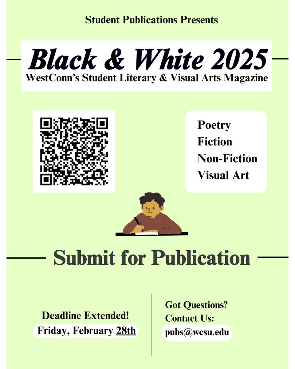 The deadline to submit to Black &amp; White 2025 has been extended to Friday, February 28th! Be sure to submit!

#magazine #creativemagazine #poetry #fiction #nonfiction #visualart #creativity