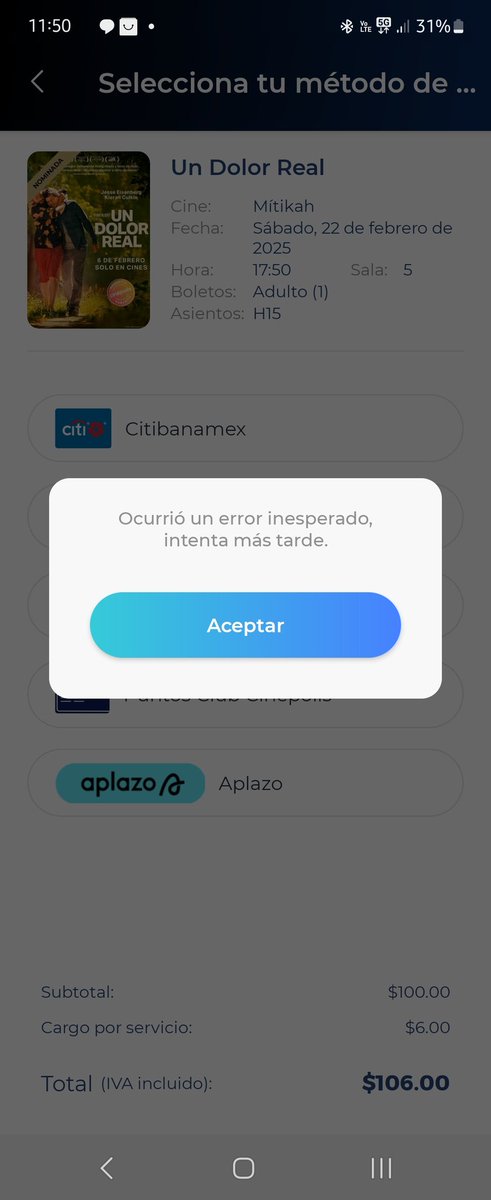 lupilups86's tweet photo. @AyudaCinepolis Hola Meny
Estoy intentando hacer una compra para Mitikah, pero me sale el siguiente error. https://t.co/qH7dcLGeRs