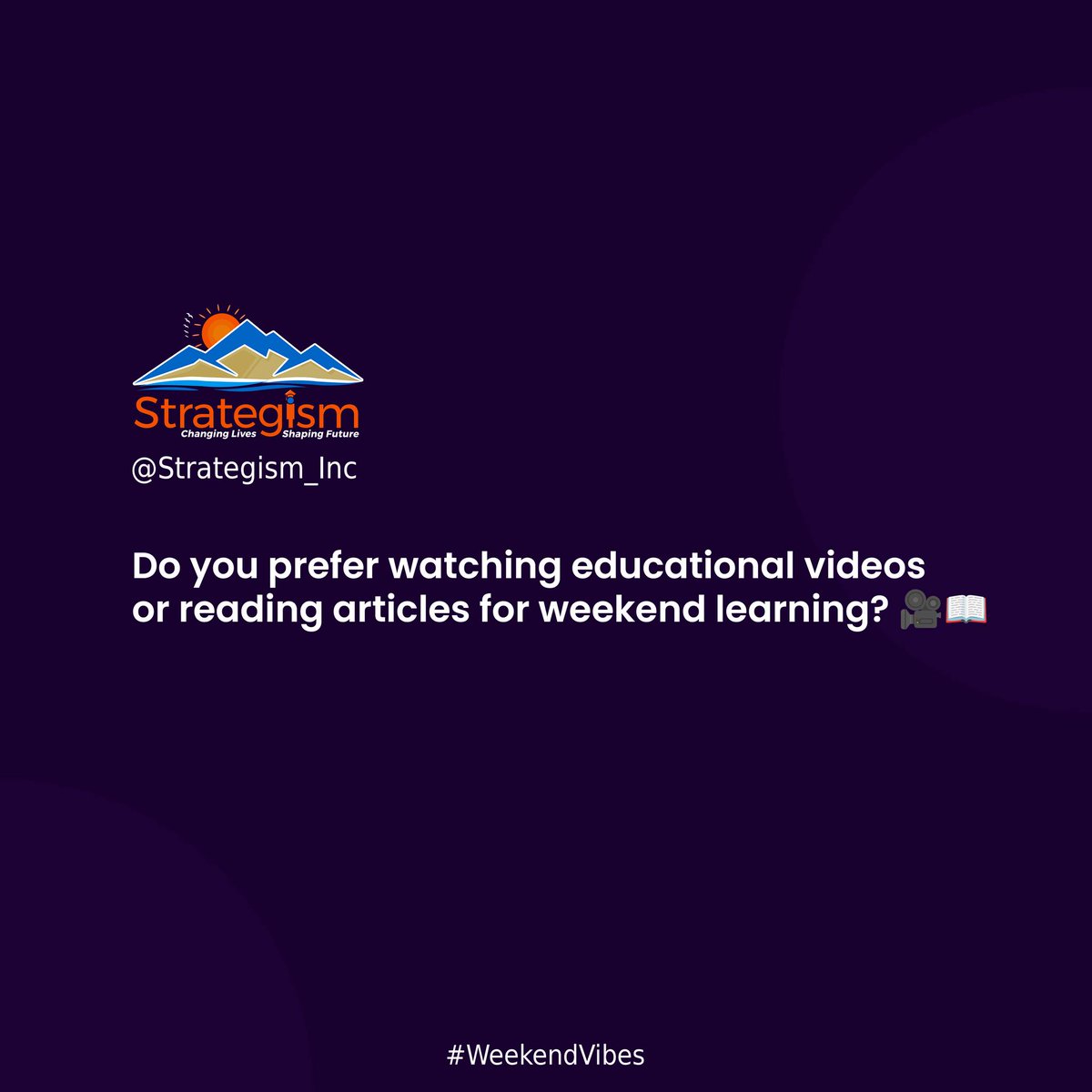 drsamswapnorg's tweet image. Weekend learning mode ON! 🎯 Do you prefer watching educational videos 🎥 or reading insightful articles 📖? Drop your choice in the comments! 👇
:
#WeekendLearning #StayCurious #LifelongLearning #EducationMatters #SelfGrowth #Strategism #DrSam #SaturdayVibes