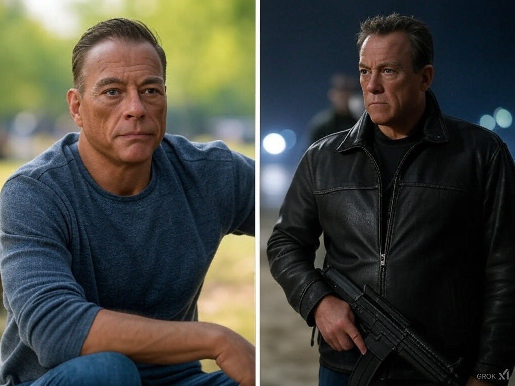 À gauche: Jean Claude van damme   À droite: Jean Claude vente d’arme
