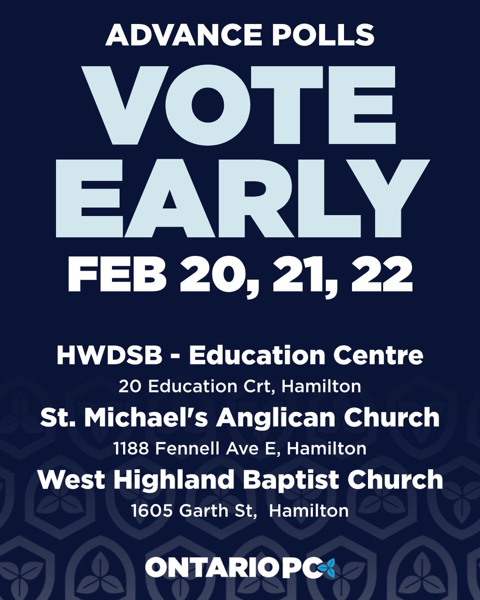 MCirielloMPP's tweet photo. 🗳️💙Last chance to vote early!
Today is the final day for advance polls—skip the lines and make your voice heard! Every vote counts in building a stronger Hamilton Mountain.
Get out and vote today!
#ProtectOntario #OnYourSide #HamiltonMountain #PCParty #MonicaForMPP #VoteEarly #LetsGetItDone