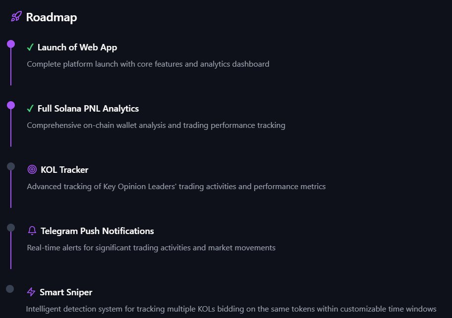 🚀 SOLPNL Roadmap Update! 🚀

✅ Web App Live 🖥️
✅ SOLPNL Activated 📊
🔄 KOL Tracker Incoming 🧐
📢 TG Alerts Soon ⚡
🎯 Smart Sniper Loading 🔥

Degen alpha never sleeps. Stay ahead. 🛠️ #SOLPNL #Solana #Crypto