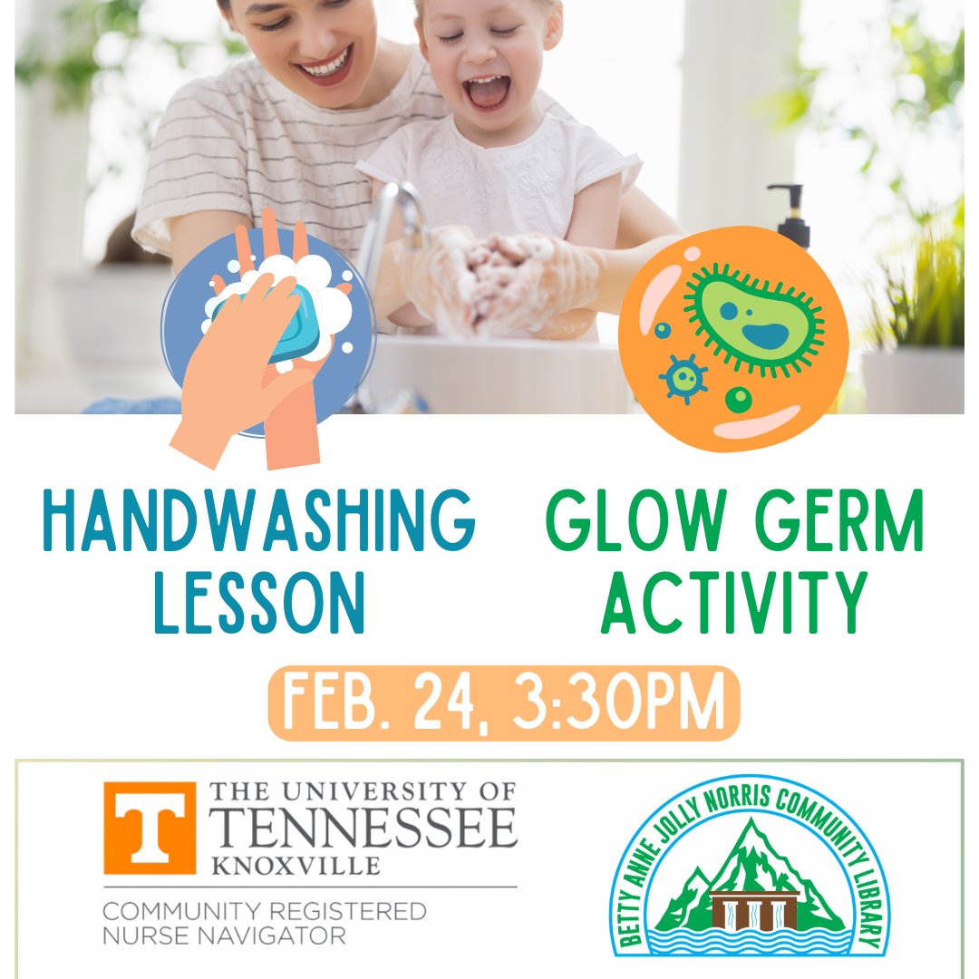 Norris_Library's tweet image. This Monday, we have a special guest coming to teach us about handwashing and breaking the chain of infection! CRNN Denette also has an awesome glow germ activity planned to show you, so stop by at 3:30 for this free event! All ages welcome.