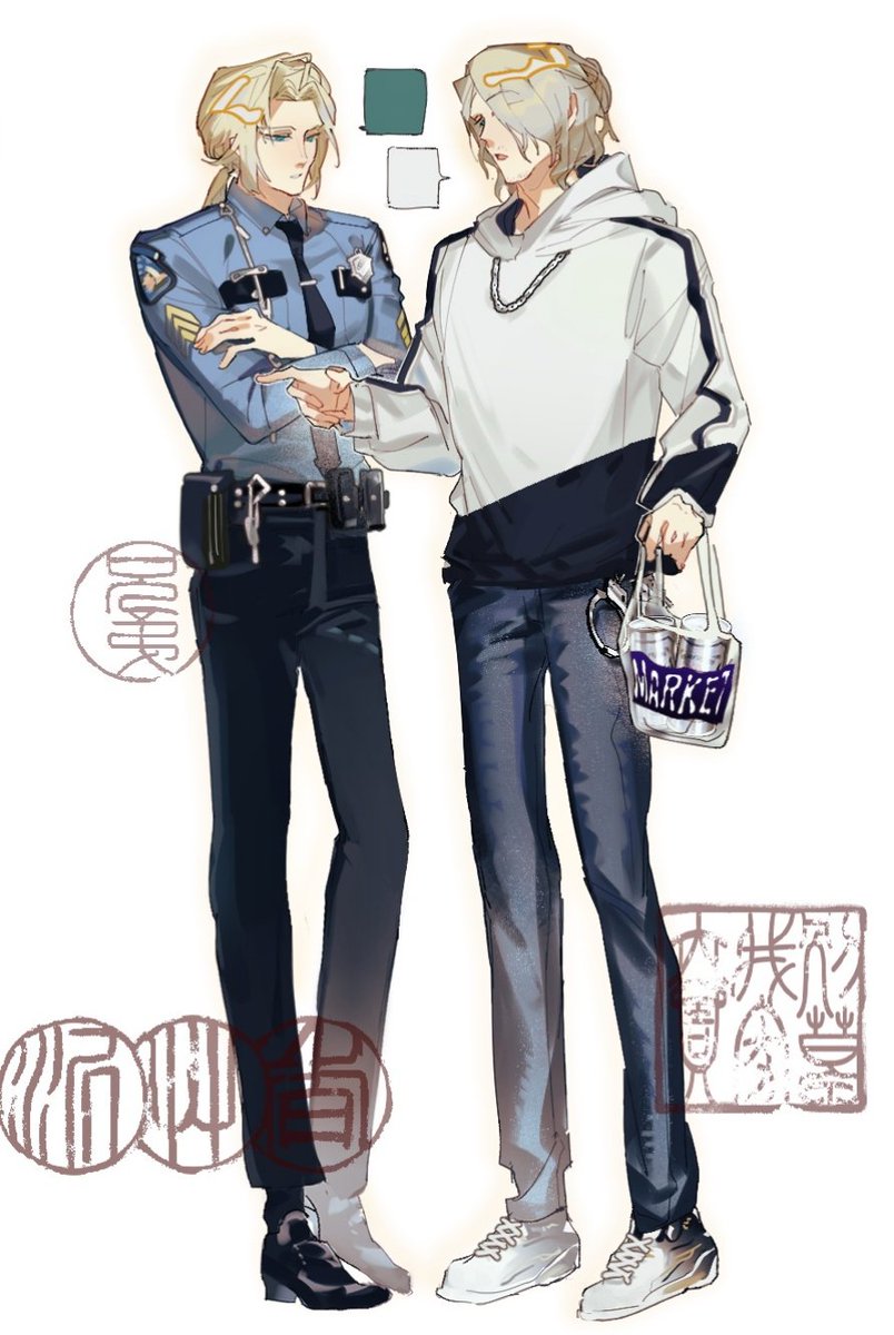 #ELDENRING 
D Hunter of the Dead
D Beholder of the Dead
找朋友约的稿，现代pa警察D双子，Devin/Darian，斜线前后有意义，Devin是便衣警察😽