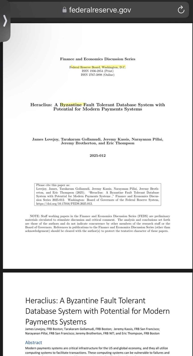 Gilmore_Estates's tweet photo. 🔥 HUGE BREAKING NEWS: Federal Reserve Validates BFT—Powering $XRP, $XLM & $HBAR Toward the Future of Finance! 🔥

The financial landscape just shifted. In a landmark research release, the Federal Reserve has officially recognized the Byzantine Fault Tolerant (BFT) consensus model as the gold standard for security, scalability, and efficiency in modern payment systems. ✅

This isn’t just another endorsement—it’s a clear signal that the future of finance will be built on technology designed for speed, resilience, and precision.

💥 What Sets BFT Apart?

The Fed’s research highlights how BFT-based consensus mechanisms outperform traditional systems like Proof of Work (PoW) and Proof of Stake (PoS) in critical areas:
⚡ Faster transactions
🔒 Unmatched security
📈 Superior scalability for global networks

🚀 Why $XRP, $XLM & $HBAR Are the Real Winners

This validation puts $XRP, $XLM, and $HBAR in a league of their own. All three utilize powerful variations of the BFT model—making them prime candidates for powering the future of secure, high-speed financial transactions.

But that’s not all…

🔗 These assets are also ISO 20022-compliant, meaning they’re already aligned with the international standard for global financial messaging—exactly what’s needed for seamless integration into central bank systems, including those of the Federal Reserve.

🎯 The Bigger Picture: A Financial Revolution in Motion

This isn’t speculation—it’s a strategic shift. With the Fed’s endorsement, $XRP, $XLM, and $HBAR aren’t just cryptocurrencies—they’re becoming essential infrastructure for the next evolution of global finance.

💡 Imagine lightning-fast cross-border payments, bulletproof security, and seamless integration with international banking systems—all powered by these leading assets.

The message is clear: The future of digital payments has arrived—and $XRP, $XLM, and $HBAR are leading the charge.