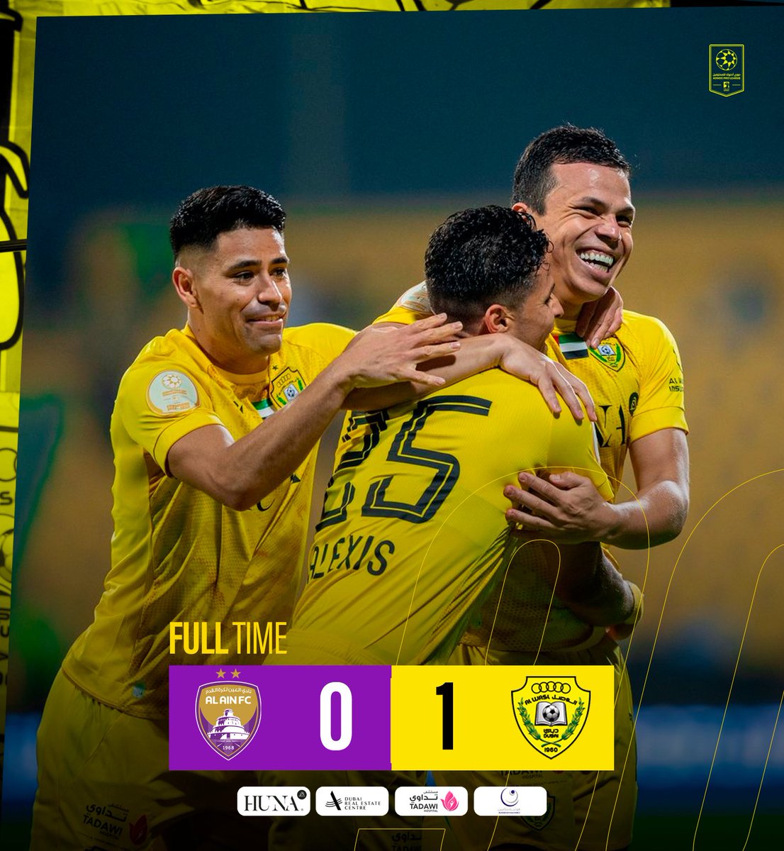 AlWaslSC's tweet photo. نهاية المباراة 🔚 

#الوصل 1️⃣ - 0️⃣ العين

فابيو ليما ⚽️

#الوصل_العين  
#دوري_أدنوك_للمحترفين  
#السبت_في_زعبيل https://t.co/V9ilUNC9UA