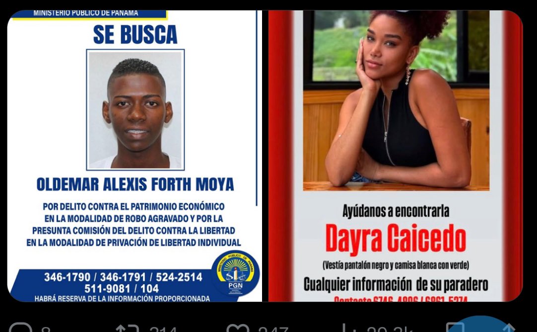 Los familiares de Dayra Caicedo están pidiendo apoyo y realizarán una vigilia en los alrededores del Super Extra de Vista Alegre en Arraiján desde las 4 de la tarde de hoy. Esperamos el apoyo de todos los ciudadanos conscientes de la gran inseguridad que vive nuestro país. 
El