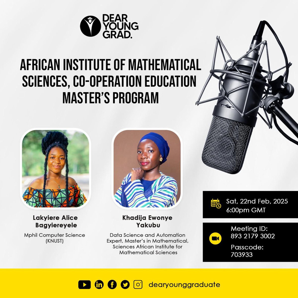 We are live!!
Use the login details to join the discussion.