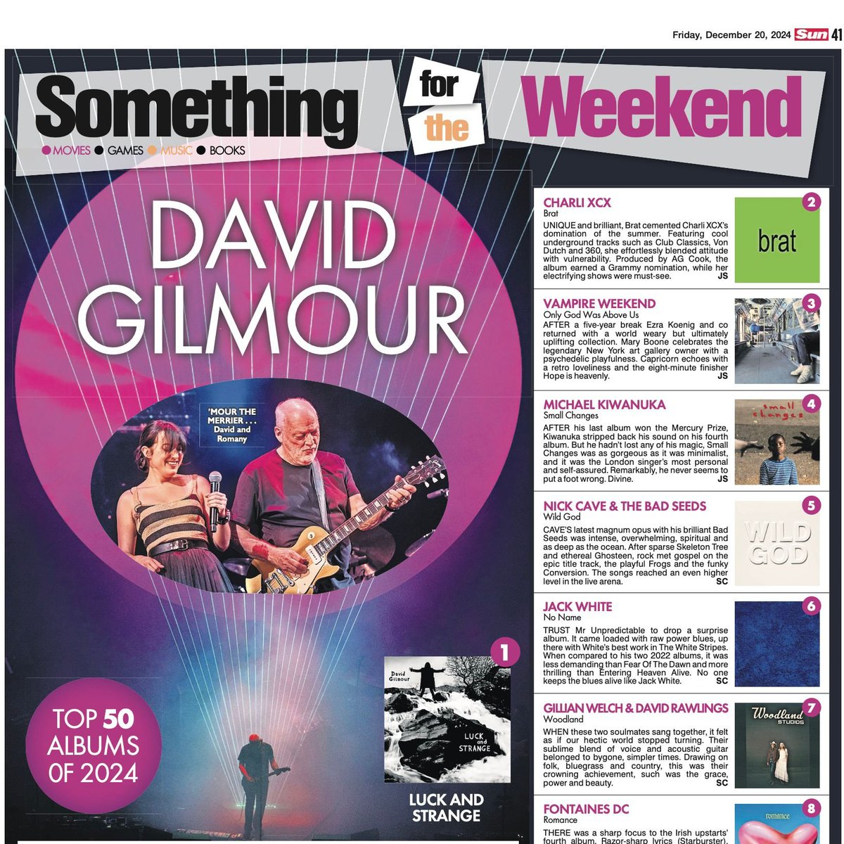Luck and Strange has been named 2024's best album in today's edition of the UK’s Sun newspaper.