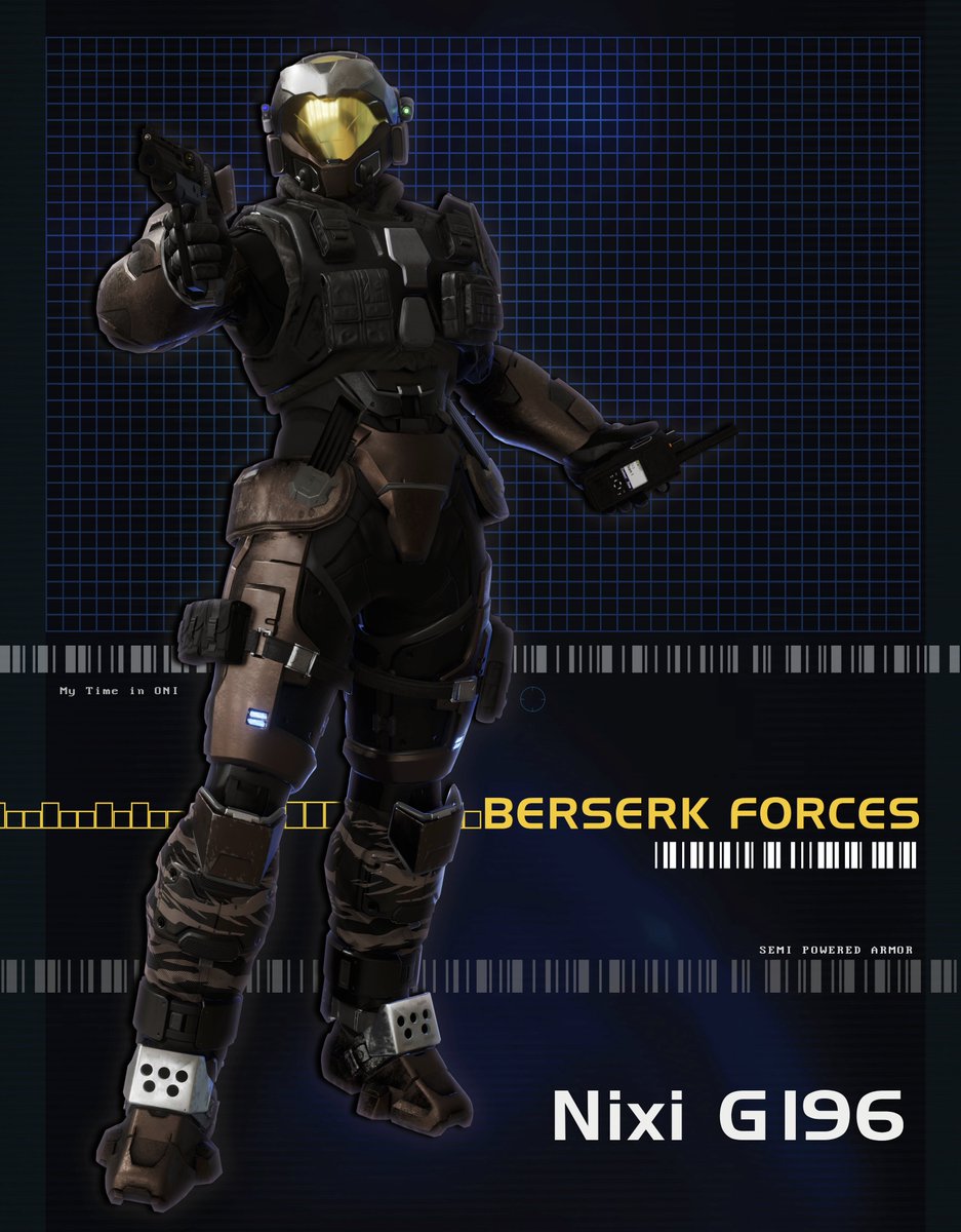 VNanon_'s tweet photo. Tiger/ECOS -  NIXI G196
[Expeditionary Combat Operations and Security, Section IV Headhunter]
--
Commission for @Hazel_Wynters 
Inspired by [MY TIME IN ONI] - by @TheCountofS https://t.co/Nx1sbfHDif