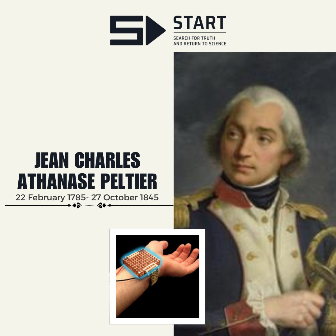 STARToutreach's tweet photo. Born on Feb 22, 1785, Jean Charles Peltier’s pioneering work led to the discovery of the thermoelectric effect. For more science insights, explore @startoutreach.
#JeanCharlesPeltier #PeltierEffect #Innovation #SciComm https://t.co/ZicIfkmpgy