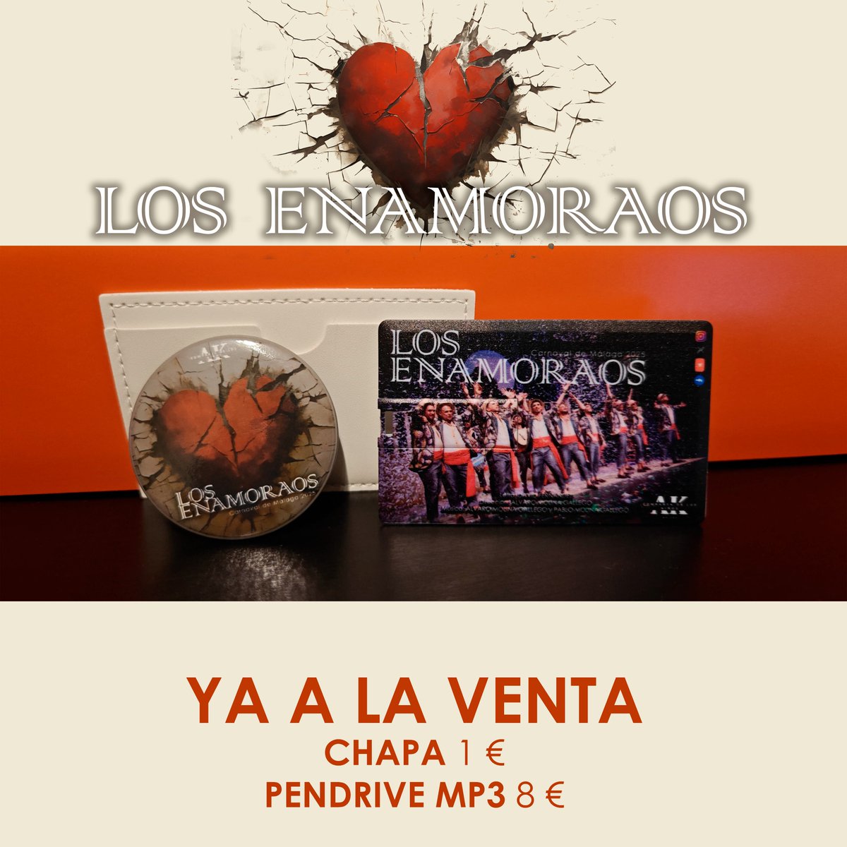 Y si a ti también te hemos enamorao, haz que el amor perdure para toda la vida. 💞

Enamórate de nuevo de todo nuestro repertorio en mp3 y consigue nuestra chapa que podrás llevar cerca del corazón ❤️😏

A la venta desde hoy mismo, búscanos en las calles del centro.