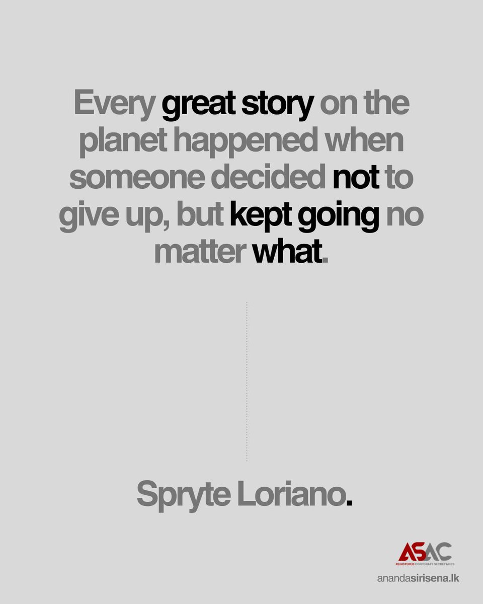 🌟 Never Give Up 🌟

"Every great story on the planet happened when someone decided not to give up, but kept going no matter what." - Spryte Loriano 🌍✨

Let this quote be a reminder that perseverance is the key to achieving greatness. Keep pushing forward, and your story will