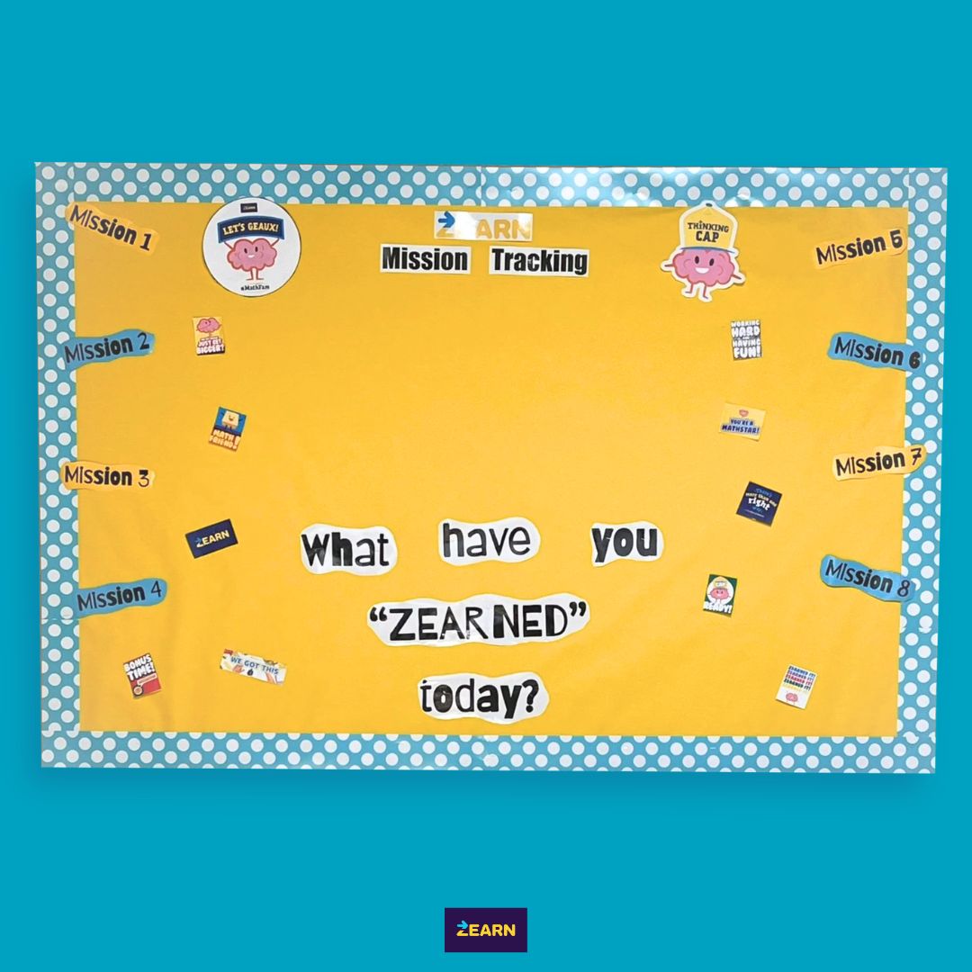 zearned's tweet image. These Louisiana Ss are ready to ZEARN IT! 💪

@LLeinhardt and @prissygalliano put together this bulletin board for @RiviereES to help motivate their Ss in their math learning. 🧠

Make one for your classroom or school with our free, downloadable resources: bit.ly/3RaZjnb