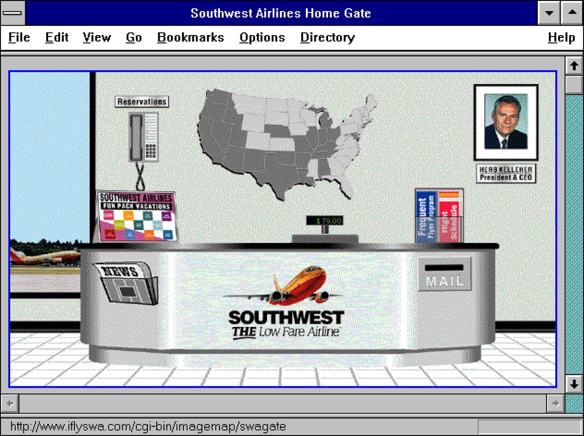 Retro Tech Dreams (@retrotechdreams) on Twitter photo Southwest Airlines' website (1995) Southwest Airlines' website (1995)