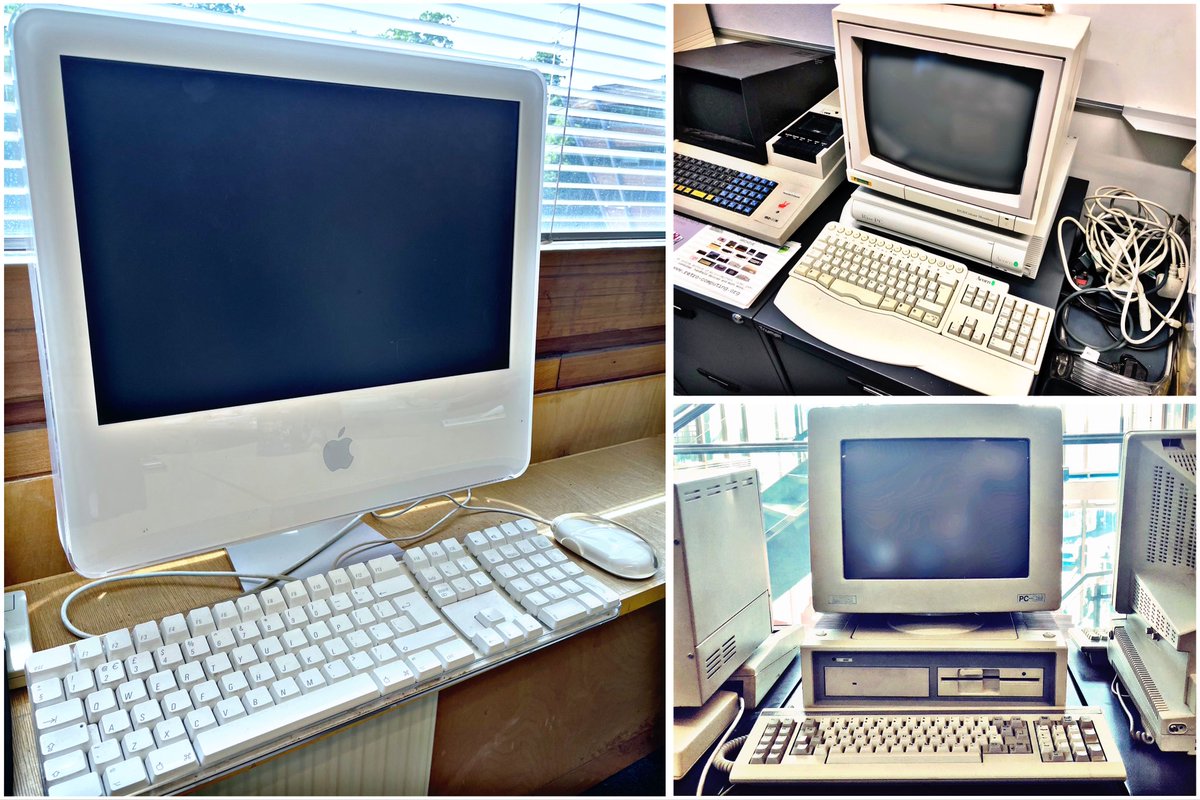 SWRetroComp's tweet image. For today’s #RetroTrio we have the #Acorn #RiscPC, #Apple #iMac G5 and #Amstrad #PC1640. Which do you keep, gift and delete from history? #RetroComputing #ComputerHistory #RetroGaming #VideoGames