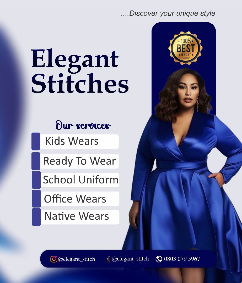 AdekolaHebeeb's tweet image. Flyer design for elegant stitches 
DM for your designs 
Software #Coreldraw