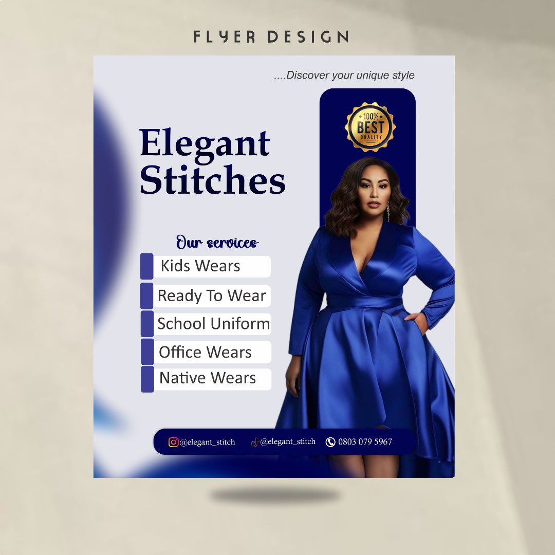 AdekolaHebeeb's tweet image. Flyer design for elegant stitches 
DM for your designs 
Software #Coreldraw