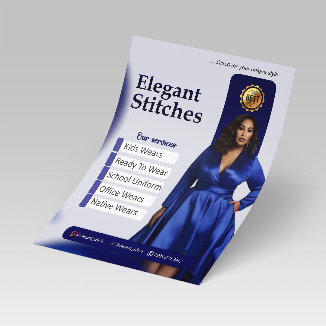 AdekolaHebeeb's tweet image. Flyer design for elegant stitches 
DM for your designs 
Software #Coreldraw