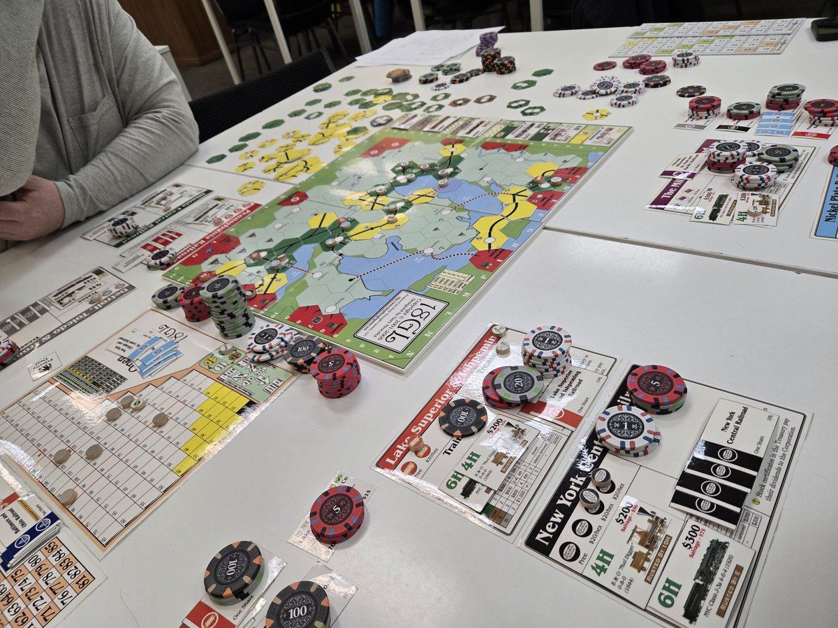 GameMadison's tweet image. 18GL with Dave, Gabe, and Rob.  First Gary Mroczka game I've played. @ I'm board Middleton #18xx #ccmf