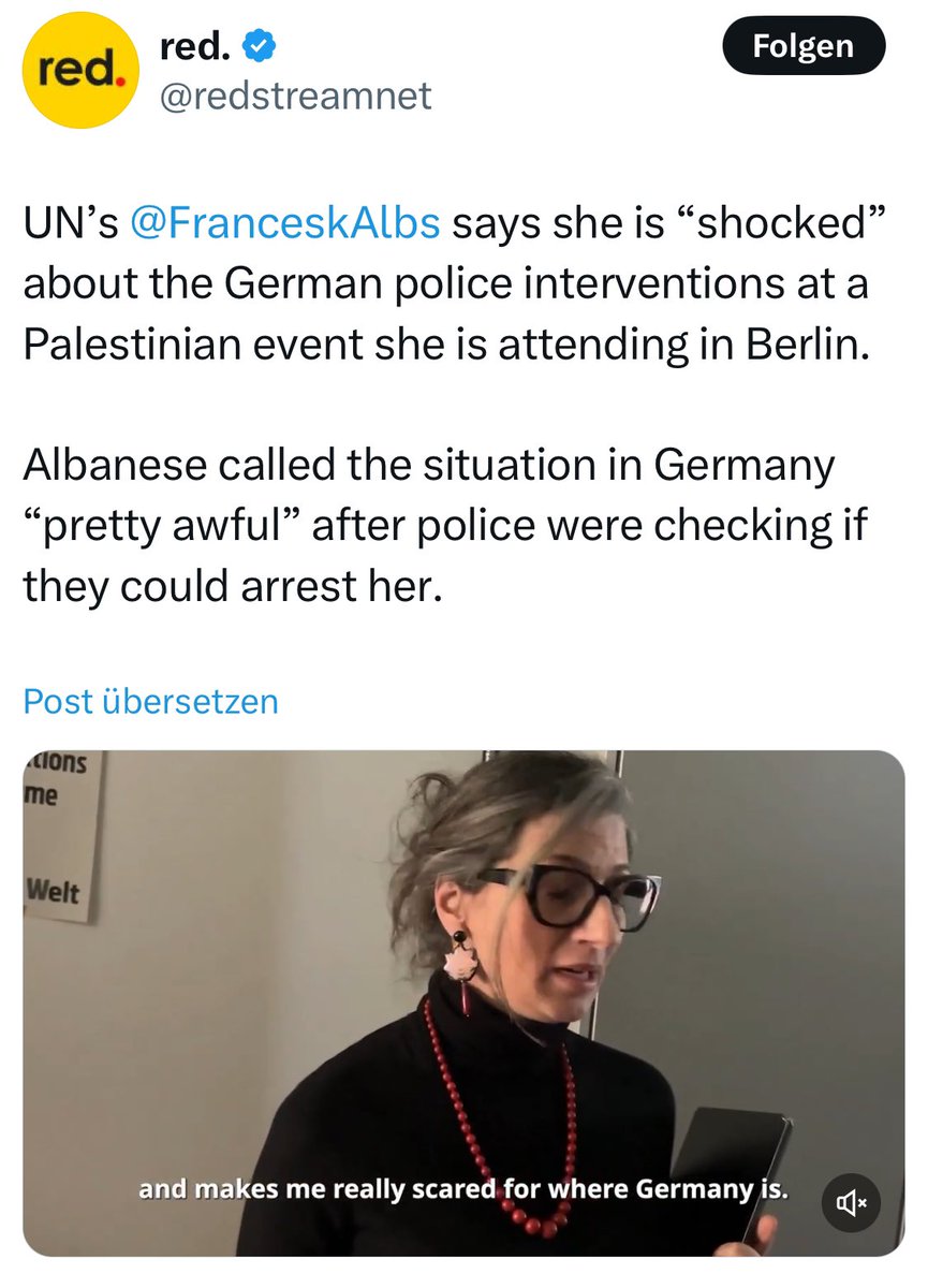 KStimmeGenozid's tweet image. Die UN-Sonderberichterstatterin Albanese sagte:
75 Stunden in Deutschland zu sein, habe sie extrem nervös gemacht. Von keinem Staat habe sie sich je so bedroht gefühlt.
Wie konnte Deutschland so faschisiert werden binnen 16 Monaten Genozids?
Ein Sammelthread. Ergänzt gern!