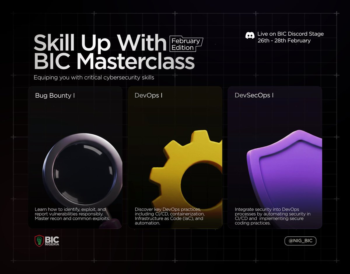 NIG_BIC's tweet photo. As we gear down to the masterclass training, here's what to expect:

- The Subject matter for each day
- Subject matter expert / Facilitators 

You don't want to miss this edition of the masterclass. https://t.co/ngSh4tRxLT